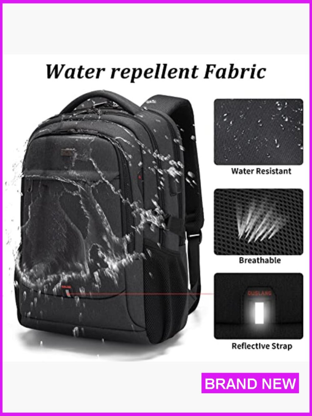17 Inch Laptop Backpack with USB Charging Port Travel College Bag Water - Picture 6 of 6